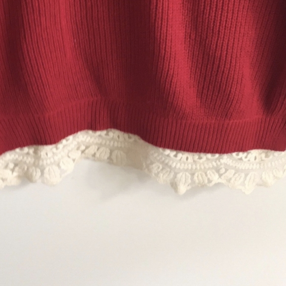 UO Pins + Needles red chunky sweater with lace - Picture 5 of 7